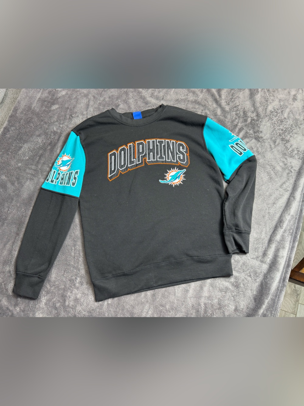 NFL Miami Dolphins Black & Teal Crewneck Sweatshirt vintage